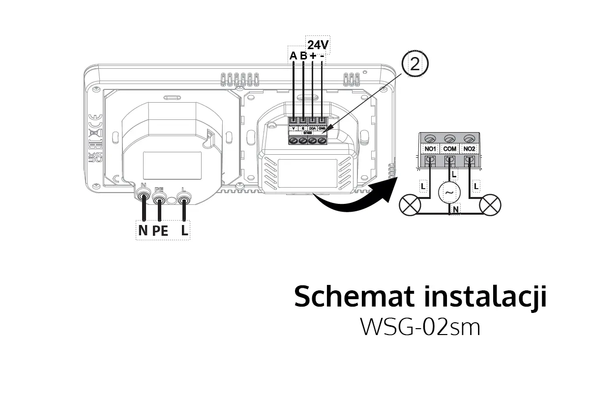 Schemat podłączenia - gniazdo elektryczne WSG-02sm Schemat podłączenia - gniazdo elektryczne WSG-02sm